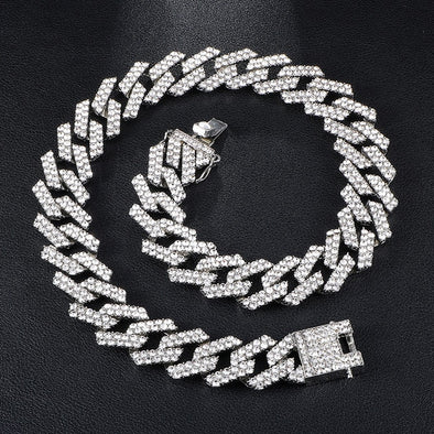 Hip Hop 20mm Gold Heavy Miami Prong Full Iced Paved Cuban Chain CZ Bling Rapper Necklaces
