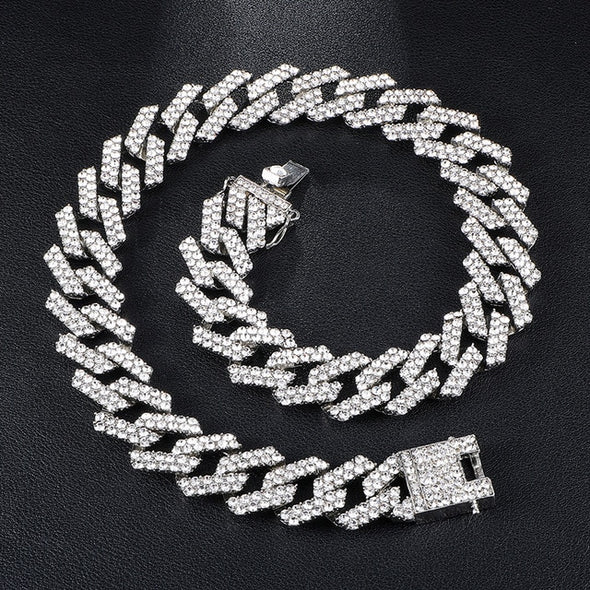 Hip Hop 20mm Gold Heavy Miami Prong Full Iced Paved Cuban Chain CZ Bling Rapper Necklaces