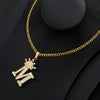 Hip Hop King Crown Letter Pendant Necklace Initial Alphabet 24" Cuban Necklace Chain