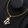 Hip Hop King Crown Letter Pendant Necklace Initial Alphabet 24" Cuban Necklace Chain