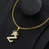 Hip Hop King Crown Letter Pendant Necklace Initial Alphabet 24" Cuban Necklace Chain