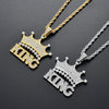 Hip Hop King Crown Iced Pendant Stainess Steel 24" Rope Chain Set