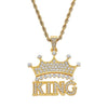 Hip Hop King Crown Iced Pendant Stainess Steel 24" Rope Chain Set
