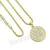 FULLY BLING ROUND CHARM ROPE CHAIN DIAMOND CUT CUBAN CHAIN NECKLACE G66 - Raonhazae