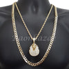 KING TUT CHARM ROPE CHAIN DIAMOND CUT 30" CUBAN CHAIN NECKLACE SET G45 - Raonhazae