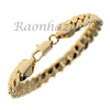 Men 14K Gold PT Round Bezel Metal Band Watch 10mm Gold Miami Cuban Bracelet H85G - Raonhazae