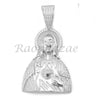 Sterling Silver .925 AAA Lab Diamond Jesus w/2.5mm 20" 24" Moon Cut Chain S45 - Raonhazae