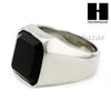 MEN STAINLESS STEEL HIP HOP SILVER TONE BLACK ONYX RING 8-12 SR031CL - Raonhazae