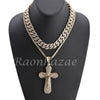 14K GOLD PT JESUS CROSS 18" TENNIS CHAIN 16" 30" CHOKER CUBAN CHAIN S26 - Raonhazae