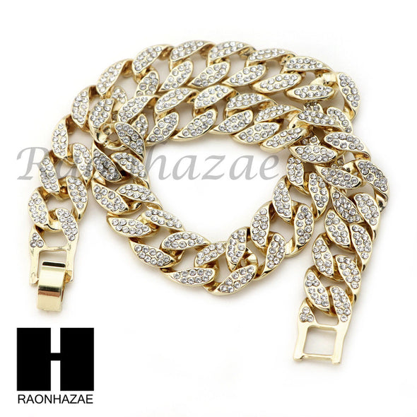 MENS 14K GOLD PT BOXING GLOVES 18" TENNIS CHAIN 16" 30" CHOKER CUBAN CHAIN S27G - Raonhazae