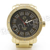 Men Hip Hop 14K Gold PT Luxury Bling Watch Sandblast Bracelet Set F25G - Raonhazae