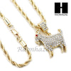 KODAK BLACK GOAT CHARM DIAMOND CUT 30" CUBAN CHAIN NECKLACE SET G24 - Raonhazae