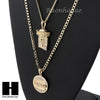 MEN JESUS & LAST SUPPER PENDANT BOX CUBAN CHAIN DOUBLE NECKLACE SET SD9 - Raonhazae