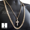 MEN CROSS CUBAN CHAIN DIAMOND CUT 30" CUBAN LINK CHAIN NECKLACE S065 - Raonhazae