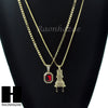 HIP HOP ELECTRIC PLUG / RED RUBY 24" BOX / CUBAN LINK CHAIN NECKLACES - Raonhazae