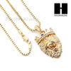 MEN JESUS & KING LION PENDANT BOX CUBAN CHAIN DOUBLE NECKLACE SET SD04 - Raonhazae