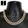 14k Gold PT 15mm 8.5" - 36" Miami Cuban Choker Chain Necklace Bracelet - Raonhazae