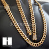 18K Gold Lab Diamond Cuban Link Chain 15mm Bling 24" 30" Necklace L01 - Raonhazae