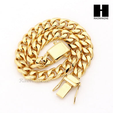 Stainless steel Gold Finish Heavy 10mm Miami Cuban Link Chain Necklace Bracelet3 - Raonhazae