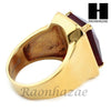 MEN RING 316L STAINLESS STEEL GOLD RED RUBY CZ RING SIZE 8-12 SR015RD - Raonhazae