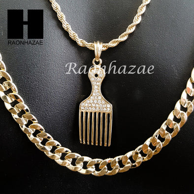 MEN BARBER SHOP RAZOR DIAMOND CUT 30" CUBAN LINK CHAIN NECKLACE S076G - Raonhazae