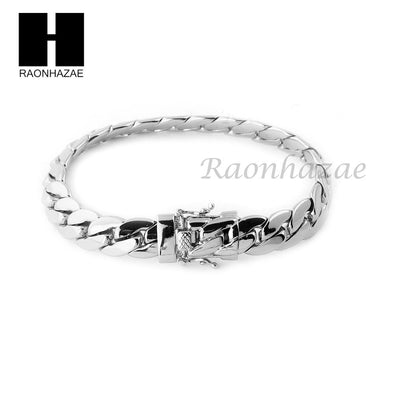 14k White Gold Finish Heavy 12mm Miami Cuban Link Chain Necklace Bracelet Set E - Raonhazae