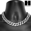 Rhodium PT 15mm 8.5" - 24" Miami Cuban Choker Chain Necklace Bracelet - Raonhazae