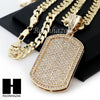 HIP HOP DOG TAG PAVE PENDANT DIAMOND CUT CUBAN LINK CHAIN NECKLACE N38 - Raonhazae