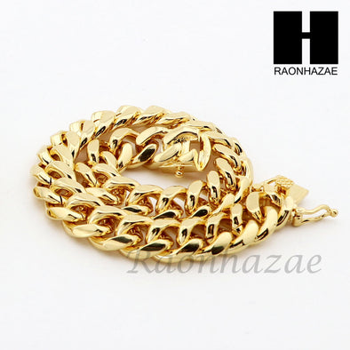 14k Gold Finish Heavy 10mm Miami Cuban Link Chain Necklace Bracelet Various Set - Raonhazae