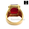 MEN RING 316L STAINLESS STEEL GOLD RED RUBY CZ RING SIZE 8-12 SR015RD - Raonhazae