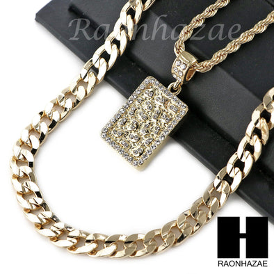 21 SAVAGE NUGGET CHARM DIAMOND CUT 30" CUBAN CHAIN NECKLACE SET G19 - Raonhazae