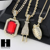 RUBY FOOTBALL PLUG PENDANT 24" 30" ROPE BOX CUBAN CHAIN NECKLACE SET S1 - Raonhazae