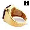 MEN RING 316L STAINLESS STEEL GOLD RED RUBY CZ RING SIZE 8-12 SR015RD - Raonhazae