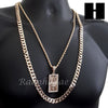 $100 HUNDRED DOLLAR BILL MONEY 30" CUBAN LINK CHAIN NECKLACE SET S89G - Raonhazae