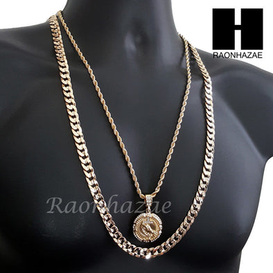 MEN PRAYING HAND CROSS PENDANT 30" CUBAN LINK CHAIN NECKLACE SET 94G - Raonhazae