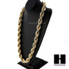New Run Dmc 14k Yellow Gold Plated 12 to 20mm wide 30" Hollow Dookie Rope Chain - Raonhazae