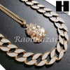 14k Gold PT 2Pac Jesus Face 15mm Cuban 30" Chain/ Concave Necklace S165 - Raonhazae