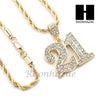 21 SAVAGE NUMBER PENDANT DIAMOND CUT 30" CUBAN CHAIN NECKLACE SET G25 - Raonhazae