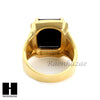 MEN RING 316L STAINLESS STEEL GOLD BLACK ONYX CZ RING SIZE 8-12 SR015BK - Raonhazae