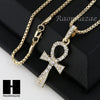 RUBY ANKH PLUG PENDANT 24" 30" ROPE BOX CUBAN CHAIN NECKLACE SET S011 - Raonhazae