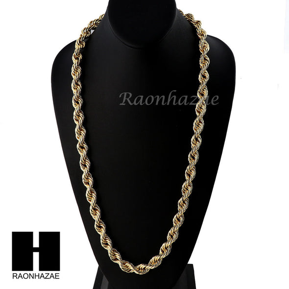 New Run Dmc 14k Yellow Gold Plated 12 to 20mm wide 30" Hollow Dookie Rope Chain - Raonhazae
