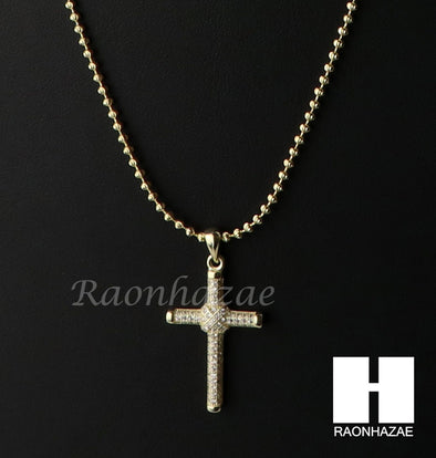 Sterling Silver .925 AAA Lab Diamond Jesus Cross w/2.5mm Moon Chain S31 - Raonhazae