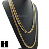 HIP HOP 14K GOLD PT 4 CHAINS ROPE, BOX, 30" CUBAN LINK NECKLACE CHAIN SET GN158G - Raonhazae