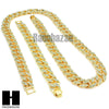 Hip Hop Mens 14k Gold Finish 16mm 30", 36" Cuban Link Chain Bracelet - Raonhazae