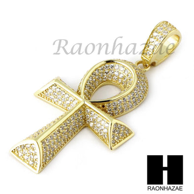 Sterling Silver .925 AAA Lab Diamond ANKH Cross 2.5mm Moon Chain SS010 - Raonhazae