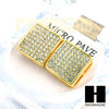 New Hip Hop Gold Tone Micro Pave Jumbo 15mm Bling Square Earring G134 - Raonhazae