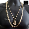 MEN GOLD NEFERTITI ANKH CHARM CUT 30" CUBAN LINK CHAIN NECKLACE S083G - Raonhazae