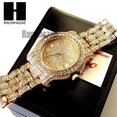 HIP HOP MEEK MILL LAB DIAMOND WATCH RUBY NECKLACE BRACELET EARRING S00 - Raonhazae
