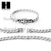 14k White Gold Finish Heavy 12mm Miami Cuban Link Chain Necklace Bracelet Set E - Raonhazae