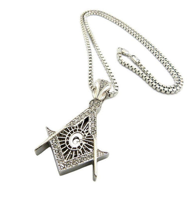 NEW MINI LITTLE WORLD FREEMASON MASONIC SYMBOL PENDANT 24" BOX CHAIN JSP032M - Raonhazae